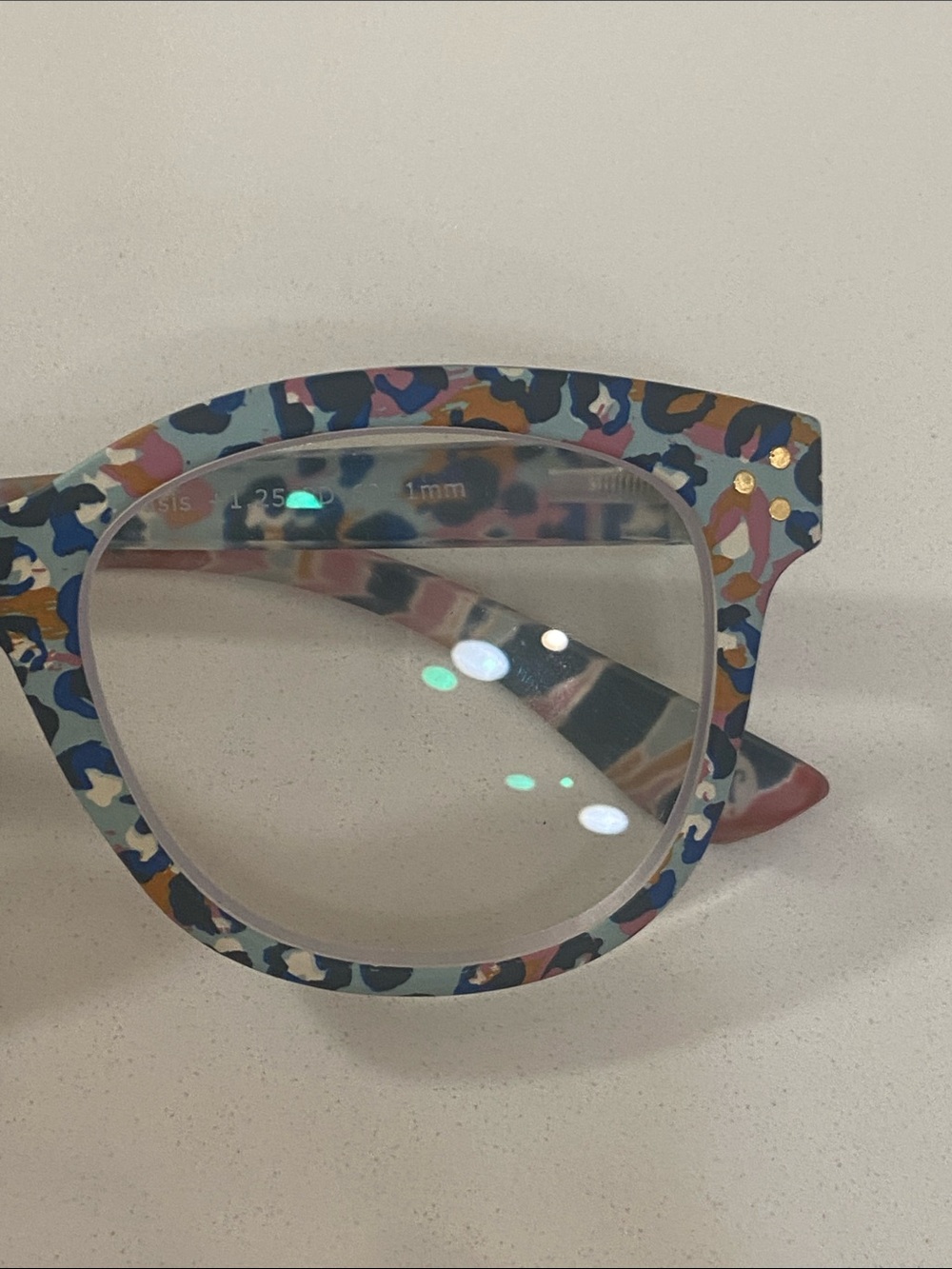 Peppers blue light glass +2.50 Blue Multi Leopard Print Eyewear Frames - Picture 3 of 6